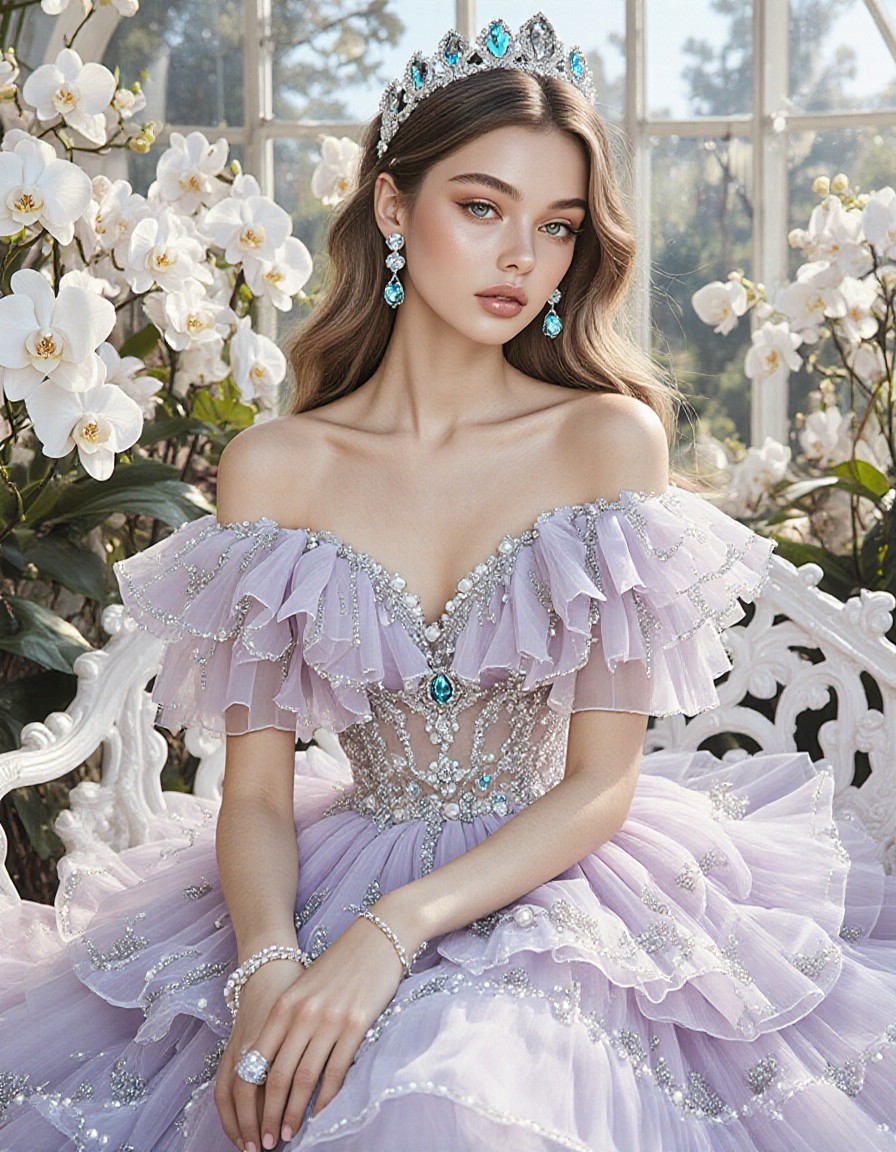 Fairy-Tale Glamour in Lavender Gown — AI generated image