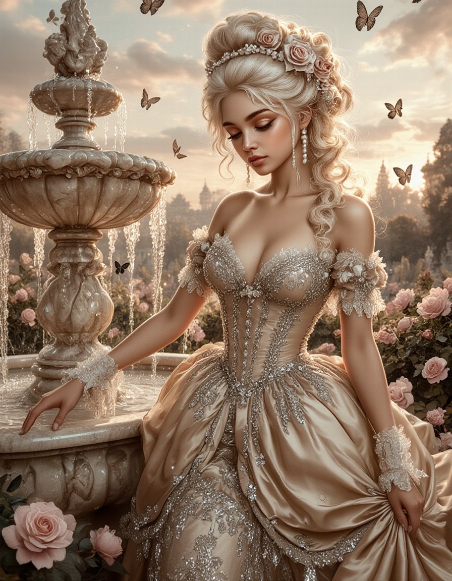 Elegant Rococo Lady in Versailles Garden — AI generated image