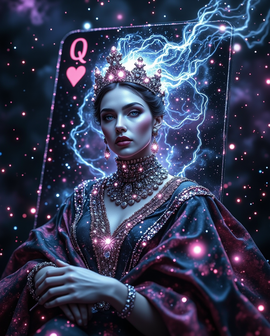 Cosmic Hologram Queen Emerging from Nebula — AI generated image
