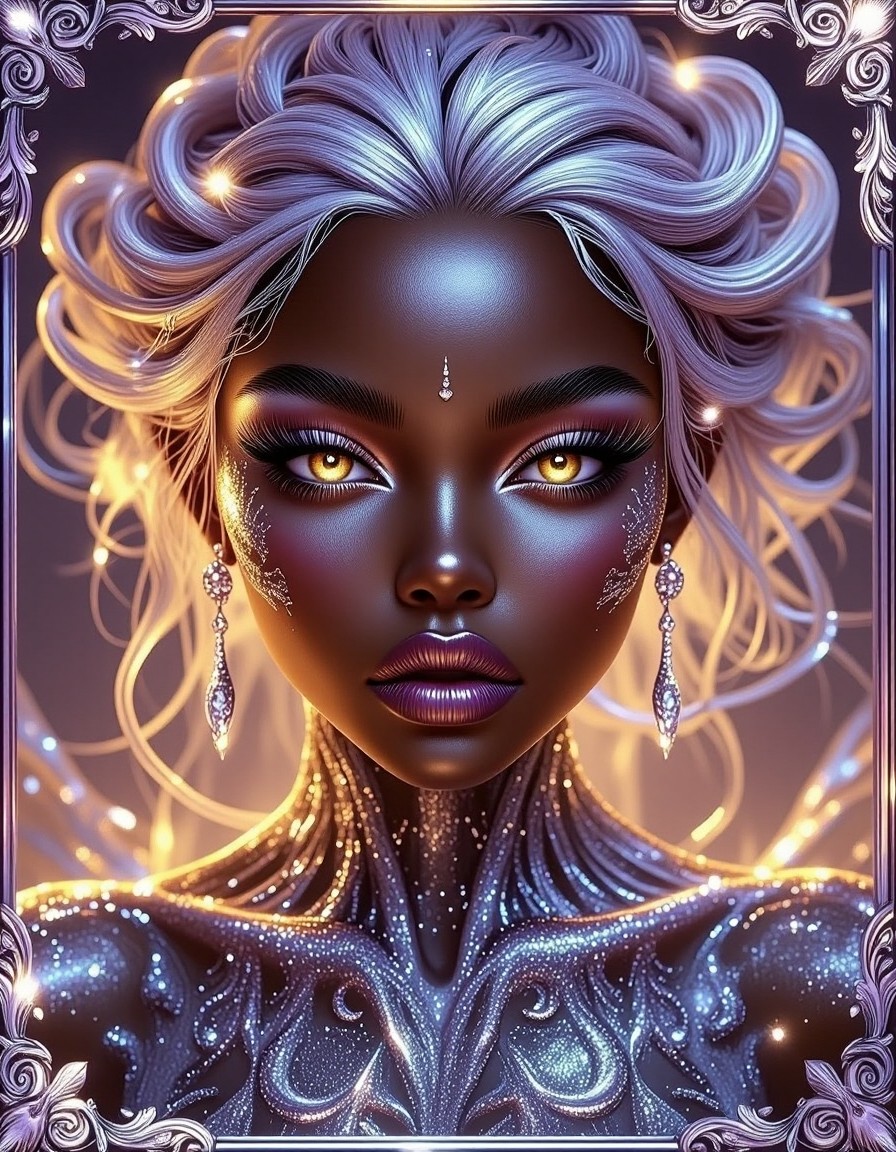 Futuristic Fae in Icy Frozen Ogee Art — AI generated image