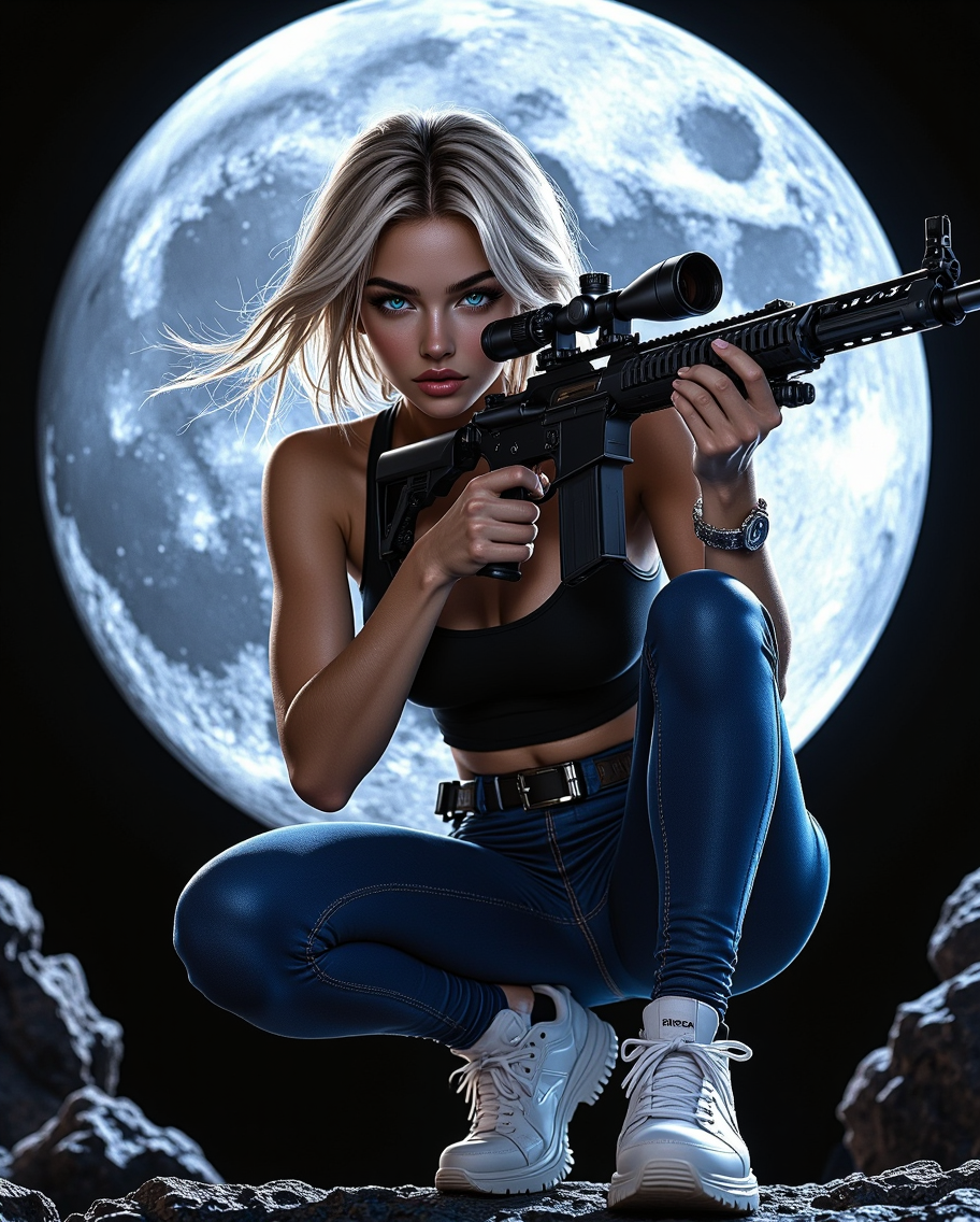 Future Warrior in Sniper Pose — AI generated image