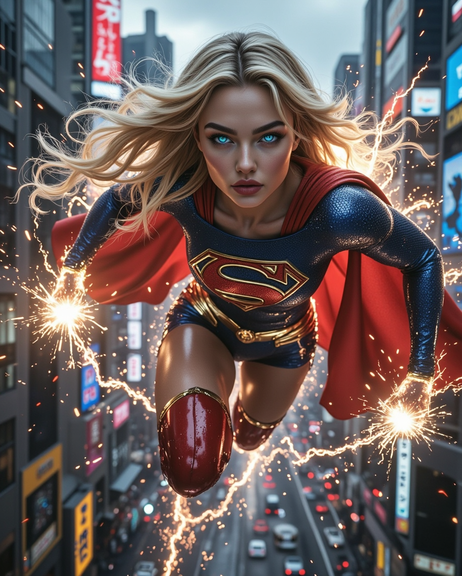 Supergirl's Hypersonic Skyward Strike — AI generated image