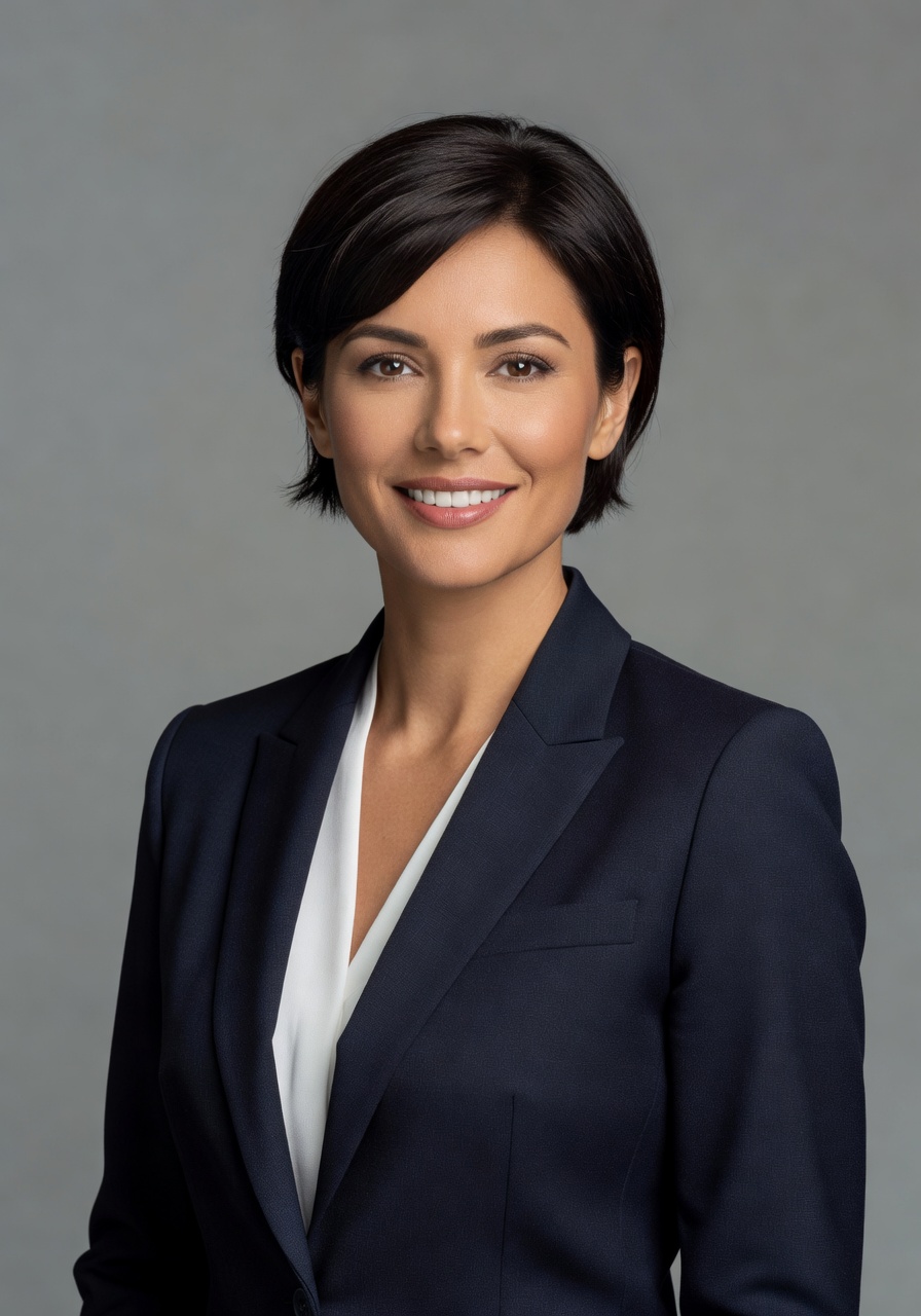 Confident Businesswoman in Navy Blazer — AI generated image