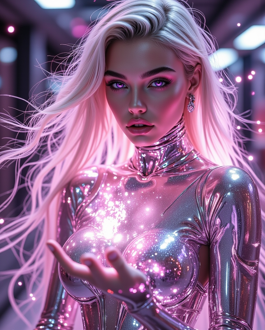 Dynamic AI in Neon Cyberpunk Pose — AI generated image