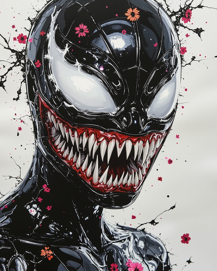 Cinematic Venom Portrait Art Nouveau Neon Glow — AI generated image