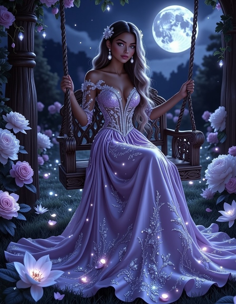 Enchanted Night Garden Girl — AI generated image
